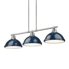 Golden 3602-3LP CH-NVY - Yep by Golden Lighting Duncan 3-light Island Light in Chrome and Navy Blue shade